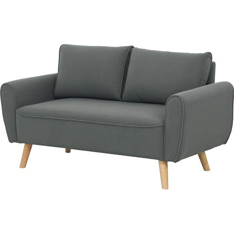 Sofá de dos plazas con 2 cojines, sofá tapizado con asientos extra profundos de 54 cm, sofá doble de pana, sofá pequeño con estructura de madera, sofá de 2 plazas para salón, dormitorio, oficina, 145 (1/5)
