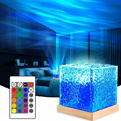Lampe Aurores Boréales, Projecteur d'Étoiles Effet Ondulations sur l'Eau, Veilleuse pour Enfants 16 Effets de Couleur, Lampe Océan 360° avec Télécommande, Convient pour le Plafond de Chambre (1/4)