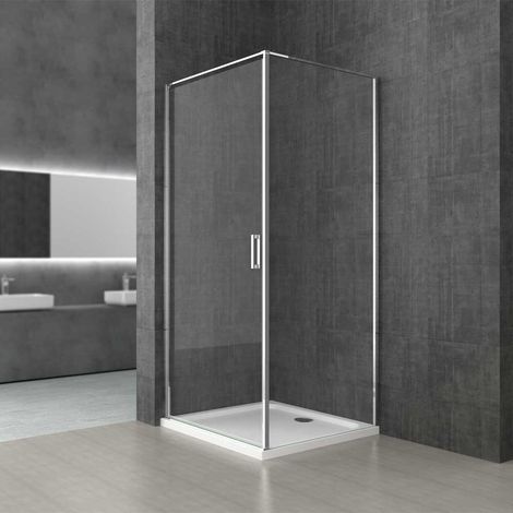 Durovin Bathrooms L Shape Shower Enclosure - Pivot Door Right Hand Side Handle - 900 x 800mm (1/5)