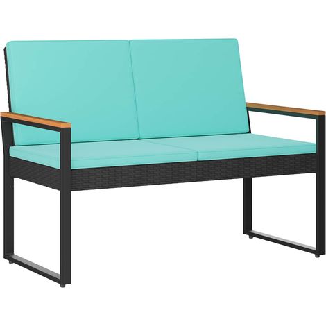 Maison Exclusive - Panchina da esterno Nero e Turchese 107 x 61 x 80 cm polyrattan