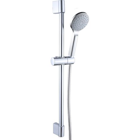 Ensemble de douche, barre de douche avec pommeau de douche, tuyau, support de douchette,Chrome, Argent (1/5)