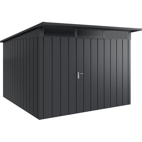 Hörmann Metall-Gerätehaus "Juno" mit Pultdach, JPD14 - Modern, 310 x 310 cm (B x T), anthrazit, 1-flüglige Tür, Anschlag rechts (1/5)