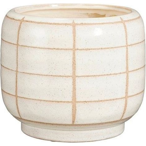Runder Blumentopf Jake, weiß-beige 16x19