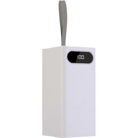 Boîtier pour 28 batteries 18650 (kit DIY), batterie externe 10 W, boîte de rangement amovible avec lampe de camping intégrée (blanc). (1/5)