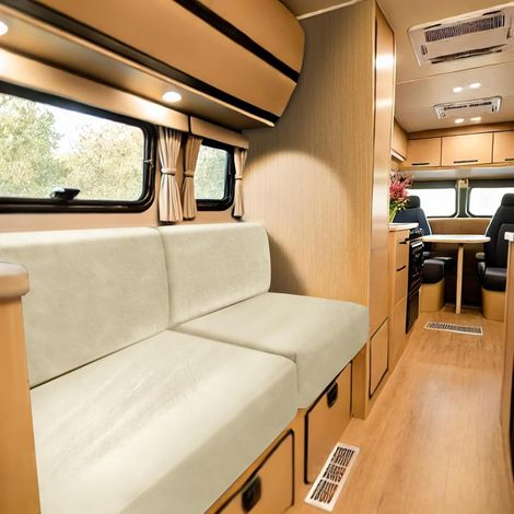 Housse De Coussin De Siège De Caravane, Velours Housse Banquette Camping Car, Housse De Coussin De Canapé Caravane Extensible (Beige,Square M) (1/5)