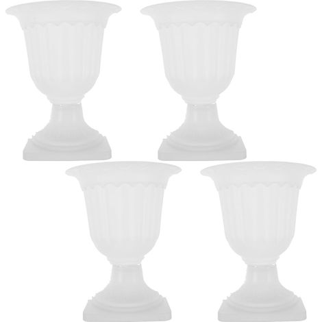 YARNOW Lot de 4 jardinières murales suspendues style colonne romaine vintage, en plastique blanc (1/5)
