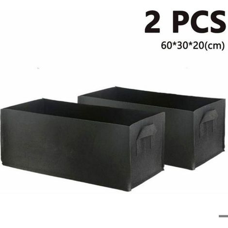 Sac De Culture - Non Tissé - Pour Pommes De Terre Tomates Fraises - 60 X 30 X 20 Cm - Noir - 2 Pièces (1/3)