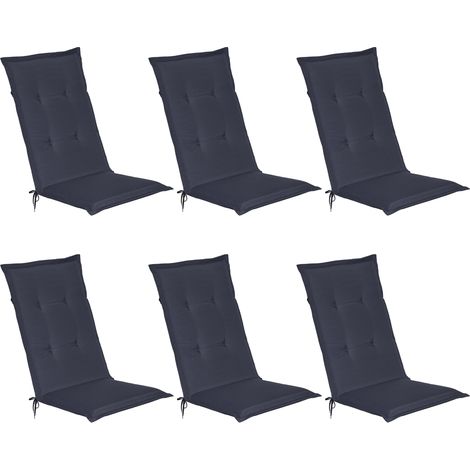 6er Set Gartenstuhlauflage Loft HL Dunkelblau, 120x50x6cm