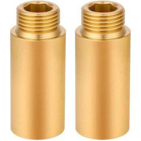 2 Pieces Brass Faucet Extensions, 5cm Threaded Connection Extension, Brass Extension Fitting, for Drinking Water and Heating Installation (1/5)