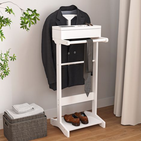Porte-manteau sur pied 44x36,5x110 cm en MDF blanc, gain de place pour entrée FLORAGRACE (1/5)