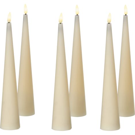 Conjunto de 6 decoraciones de Navidad LED para interiores vela accesorio de parafina blanco crema Aurum