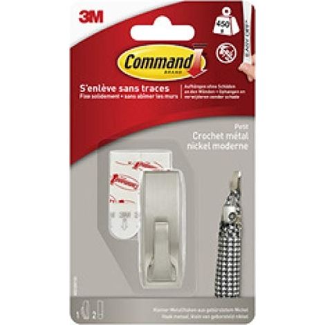 3M COMMAND CROCHET EN MÉTAL''MODERN'', TAILLE: L, ARGENT MR03-BNFGN