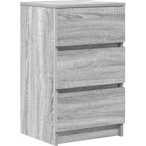 Maison Exclusive - Mesilla de noche con 3 cajones gris Sonoma 39x