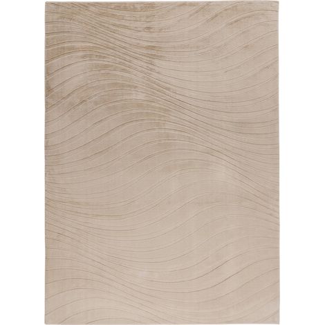 Tapis beige à relief ondulé doux et résistant - 170 x 120 cm (1/5)