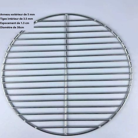 [NUNCA USADO] Parrilla redonda de acero inoxidable para barbacoa, 38 cm de diámetro