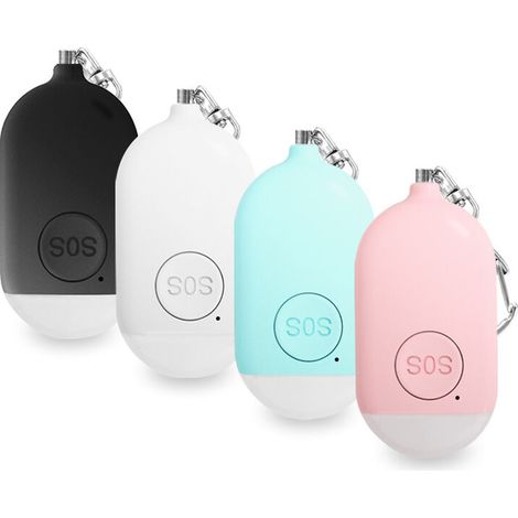 Alarme de Poche Anti Agression Rechargeable Porte-clés Sécurité Alarme Auto-Défense avec Lumière LED pour Femmes, Hommes, Enfants et Personnes gées, 130 DB(B300 paquet bleu anglais) (1/5)