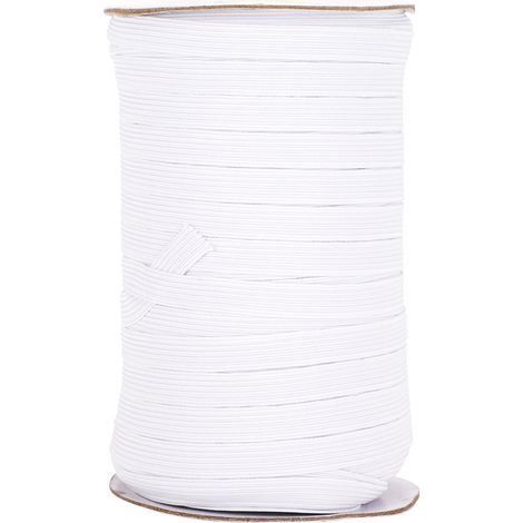 100 mètres ruban élastique plat, corde flexible 10mm (blanc) pour masque buccal et accessoires vestimentaires (1/5)