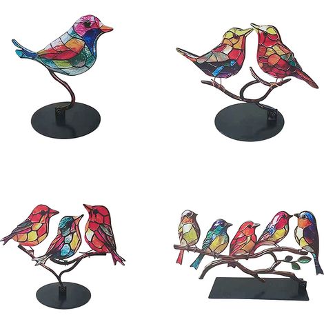Décorations en alliage de la série Oiseaux - Petites figurines d'oiseaux, objets de décoration intérieure, ornements d'oiseaux (1/5)
