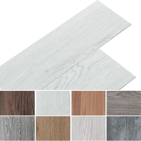Lot de 36 revêtements de sol en PVC autocollants en vinyle imperméables pour cuisine, salle de bain, maison, dalles pvc adhesives sol,91,5 x 15,2 cm, gris clair (1/5)