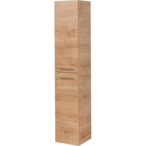 FACKELMANN Hochschrank B.PERFEKT / Badschrank mit Soft-Close-System / Maße (B x H x T): ca. 30 x 159 x 32 cm / hochwertiger Hochschrank fürs Bad / Korpus: Braun / Front: Braun / Breite: 30 cm"-"84182 (1/4)