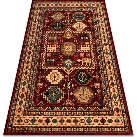 Wool carpet KASHQAI 4306 300 oriental, frame terracotta / beige red 67x130 cm