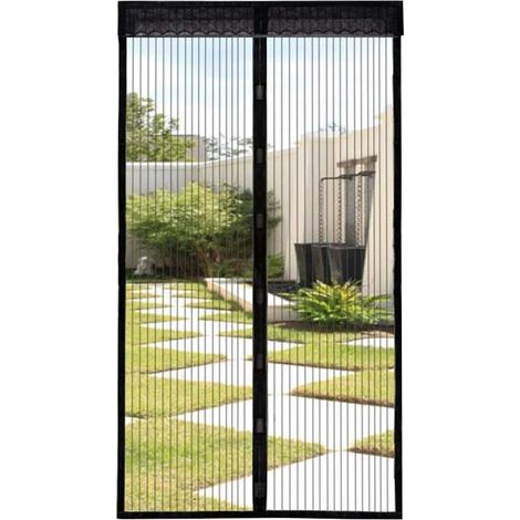 Moustiquaire de porte magnétique de 110x220 cm, rideau anti-insectes adhésif, installation sans perçage, maison et balcon (1/5)