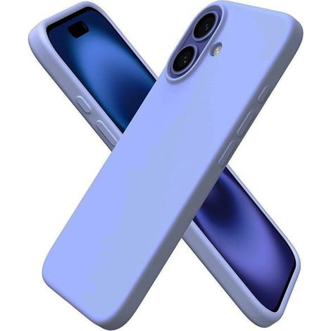 Coque en silicone antichoc pour iPhone 16 avec doublure en microfibre violet clair (1/5)