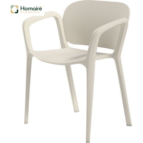 HOMAIRE Set de 4 chaises de jardin résistantes aux intempéries en plastique empilables avec accoudoirs et dossier, supportant jusqu'à 120 kg