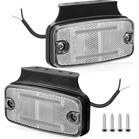 2 x Feux de Position Latéraux LED 12V/24V IP67 Étanche Feux de Gabarit Position Avant avec Support à Vis et Réflecteur Lumière Blanche pour Remorques Camions Caravanes (1/5)