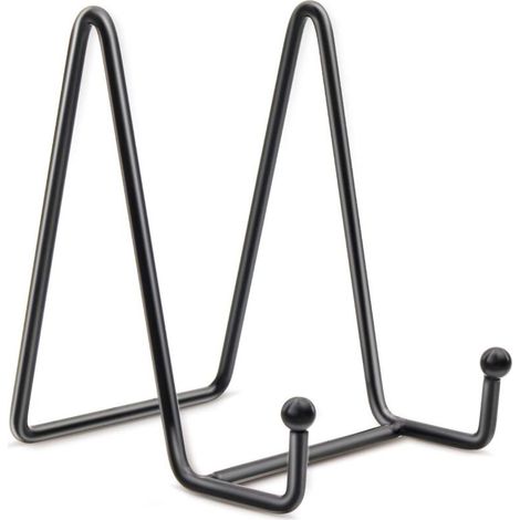 Cavalletto decorativo in ferro nero per piatti, foto o oggetti d'arte: versatile, robusto ed elegante, da appendere al muro.