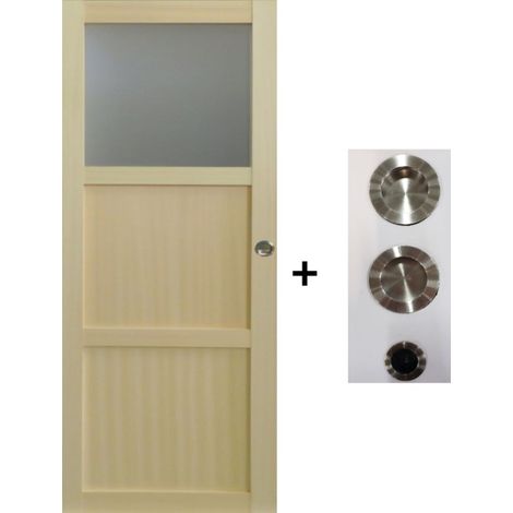 Porte Coulissante Ayous 2 Panneaux, 1 Vitrage H204 X L73 Cm, Coquilles, Tire Doigt Gd Menuiseries