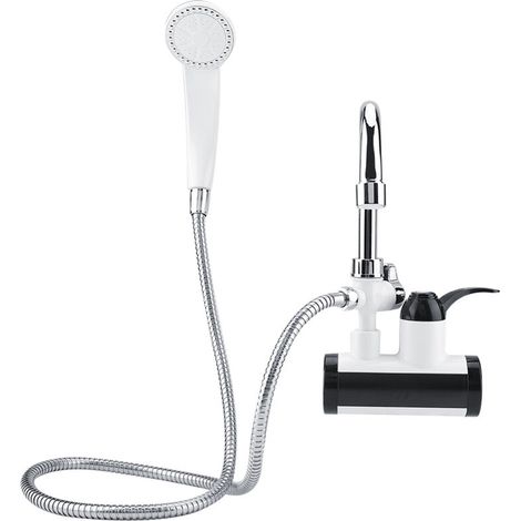 Distributeur Instantané D'eau Chaude Et Froide, Chauffe-Eau Affichage de la température du Robinet de Chauffage + pommeau de Douche, 3000 W, EU