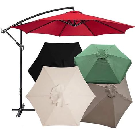 Coperture di ricambio, tettuccio di ricambio universale per ombrellone da giardino, patio, cortile, spiaggia, piscina, mercato, 3 m/8 stecche, rosso (1/5)