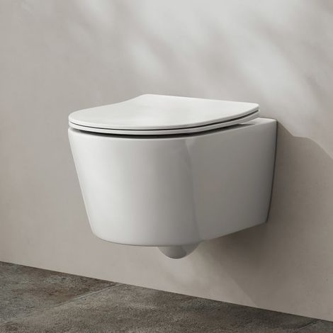 Kronenbach Tube Wand-WC-Set kompakt spülrandlos mit Rotationsspülung und WC-Sitz slim (1/5)