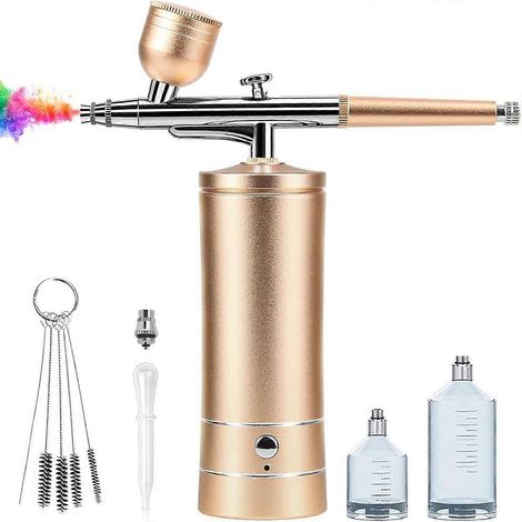 Aérographe - Kit compresseur aérographe sans fil rechargeable - Kit aérographe portable pour nail art et décoration de gâteaux (1/4)