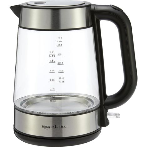 Bouilloire électrique en verre, 1.7 l, 2200W, Noir, Argenté (1/5)