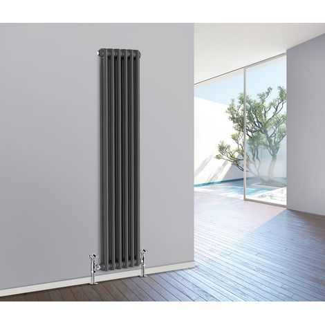 Traditional Radiator Cast Iron Style Radiator 2 Column Anthracite 1800 x 290mm