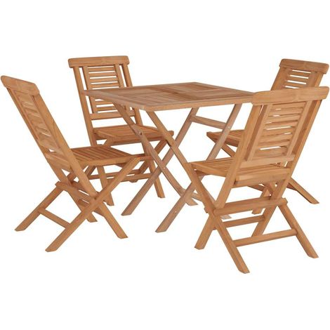 Maison Exclusive - 5-tlg. Garten-Essgruppe Massivholz Teak