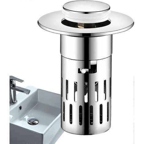 Bouchon d'évier - Filtre de vidange en acier inoxydable pour cuisine et salle de bain, crépine anti-obstruction (1/5)