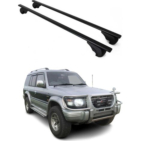 OMAC Barres de toit pour Mitsubishi Pajero II 1991-1999 – TÜV / DIN 75302:2019 – Antivol inclus – Charge max 75 kg – 2 barres Noir (1/4)