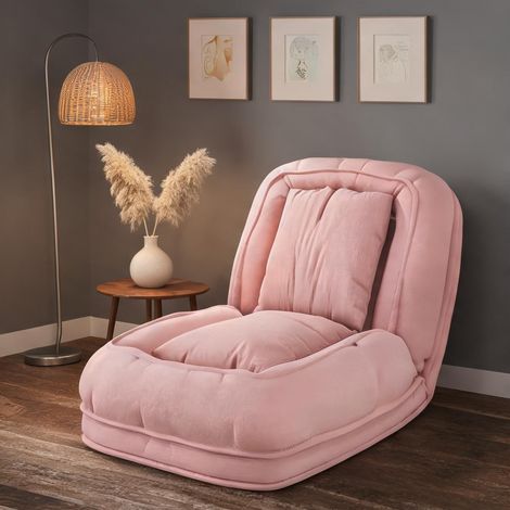 Canapé-lit ergonomique pliable en tissu rose avec 5 positions (1/5)