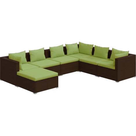 Mobili da giardino mobili da esterno Set di mobili da 7 pezzi con cuscini in resina intrecciata marrone 020017290
