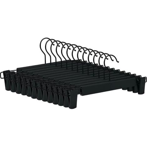 Cintres Pantalons - - 10 Cintres Antidérapants - Réglables - Noir - Plastique PP