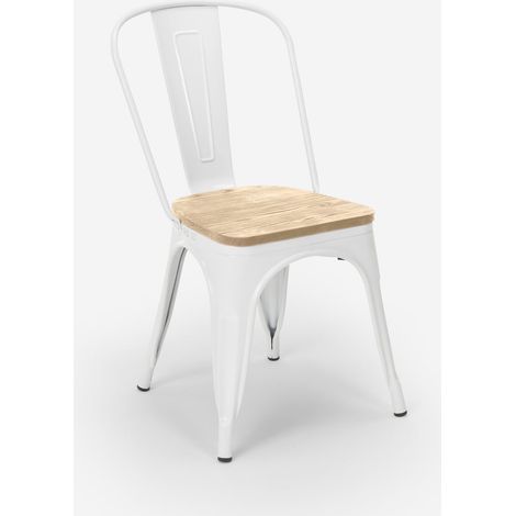 stuhl im industriestil design küche bar steel wood top light - Weiß (1/5)