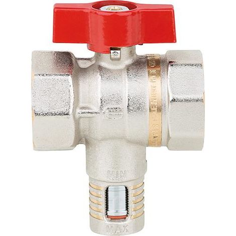 Robinet spherique laiton avec vanne de regulation de debit manuelle 1/2" femelle (1/2)