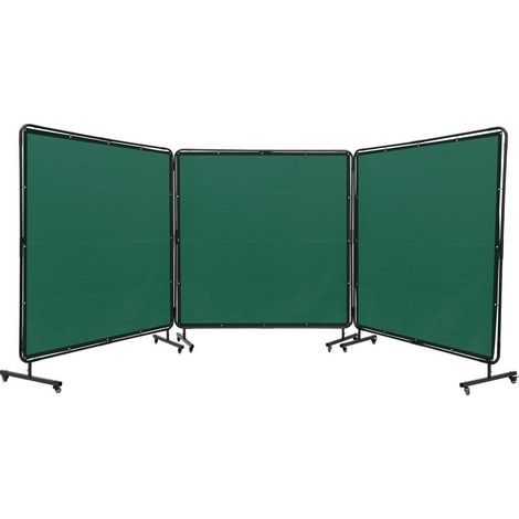 Pour atelier et industrie, écran de protection soudure 3 panneaux vert avec cadre mobile, 12 roues pivotantes (1/5)