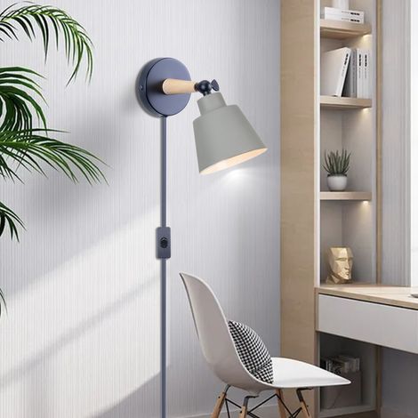 Lámpara de Pared Metal E27 de Estilo Industrial Retro para Iluminación Sala de Estar Cocina Interior Apliques de Pared Gris