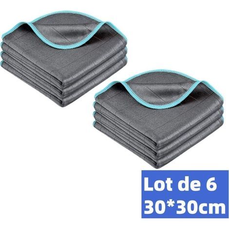 Set of 6 magic microfiber carbon cloths, 400 g/m², absorbent and streak-free, for cleaning windows, glass surfaces, dishes, kitchens, homes or cars, reusable (1/5)