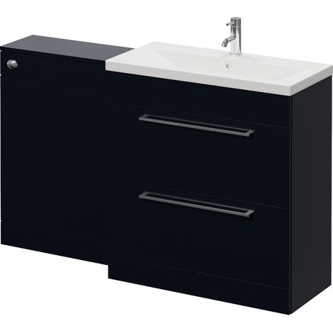 Napoli 390 Cento Deep Blue 1400mm 2 Drawer Vanity Unit Toilet Suite with Glide Basin - 1400mm - Chrome 480mm HandleWithout Kingston Toilet Pan