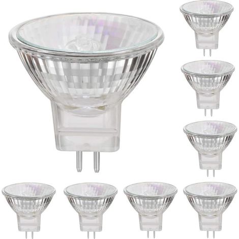 Glühbirnen (8er-Pack) MR11 Halogen-Spotlight 12V 35W GU4, Doppelstiftsockel, dimmbares Glas, 35 mm Durchmesser, warmweiß 2800K [Energieklasse G] (1/4)